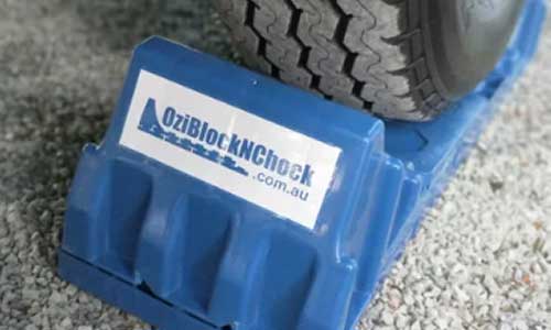 OziBlock n Chock, The Basic Kit, with set of multiple Oziblocks for keeping a Jawa off road caravan in place at your camper trailer campsite. Available at Sunshine Coast Queensland.