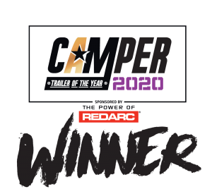 Logo for award for Jawa Sirocco Off Road Hybrid Caravan. Camper Trailer of the Year 2020 Sponsored by The Power of Redarc WINNER