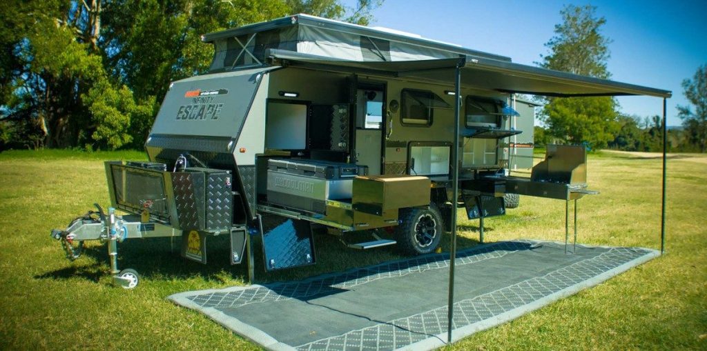 JAWA Infinity Escape - 15 ft Hybrid Caravan that extends to 18ft - delivering loads of living and storage space for off road camper adventures