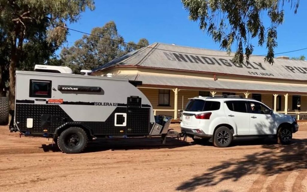 Standard SUV towing off road hybrid caravan camper - ensure your vehicle's towing capacity is sufficient for the size of the caravan or camper