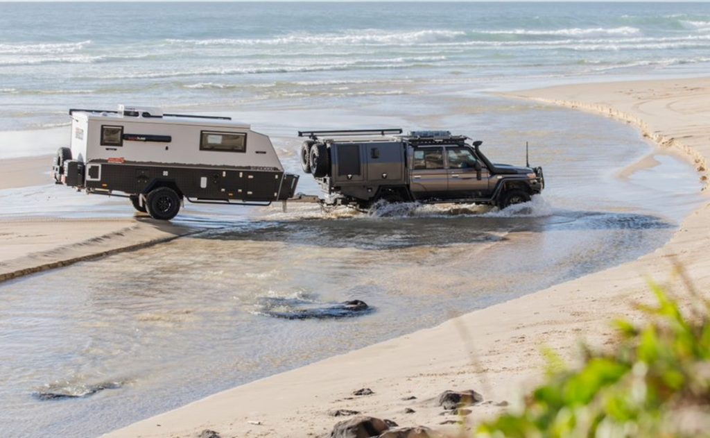 Off Road caravanning on the beach - ensure you have had your camper serviced and are prepared.